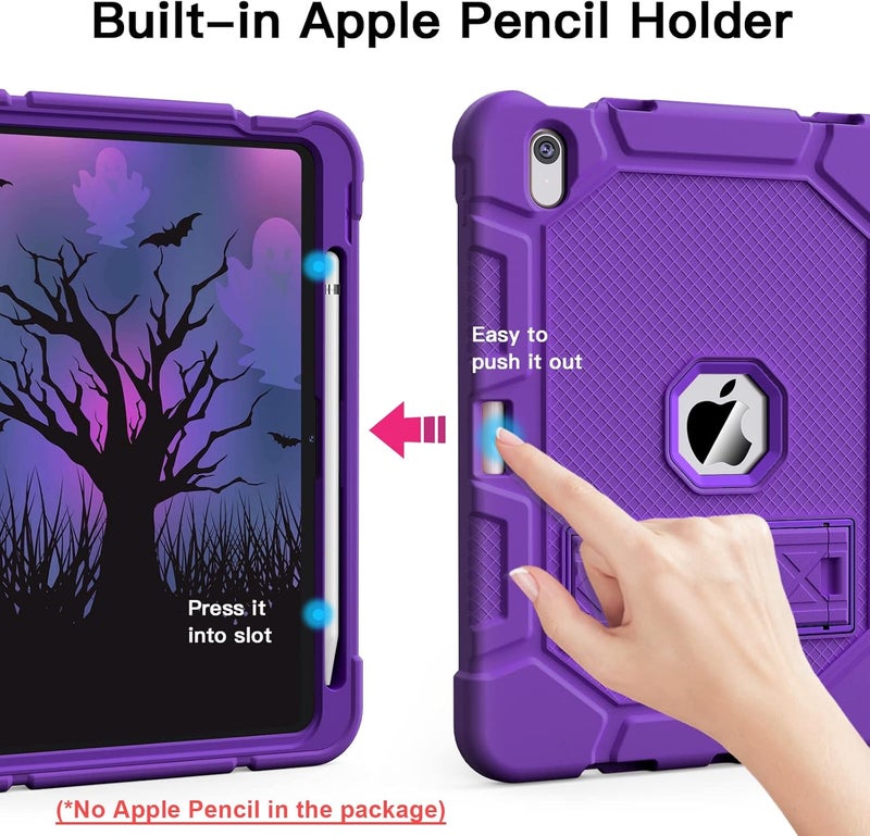 Azzsy Case for iPad (A16) 11th Generation 11 Inch 2025 / iPad 10th Generation 10.9 Inch 2022, [Built-in Pencil Holder] Heavy Duty Shockproof Rugged Protective Case, Purple - Image 4